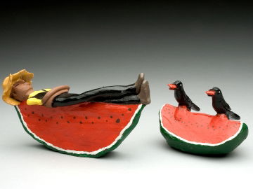 Man and Crows with Watermelon