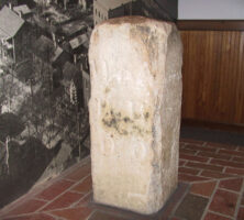 Color photo of the stone zero milepost on display in downtown Atlanta